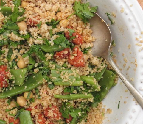 Flat bean and cous cous salad